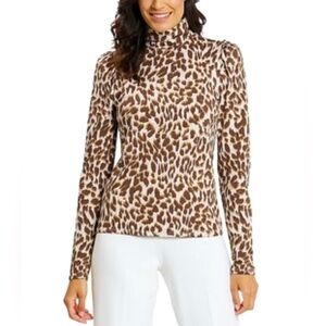 Jude Connally Rae NWT XS Leopard Print Turtleneck Top